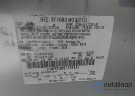 2014 Ford Taurus Limited from USA, damaged, VIN 1FAHP2F89EG186147
